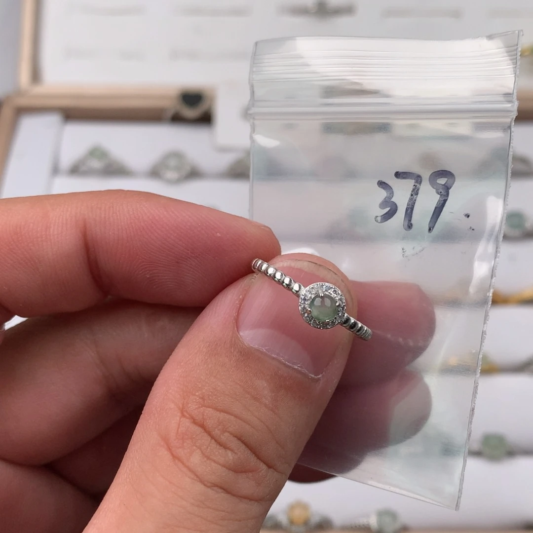 翡翠银S925镶嵌戒圈379