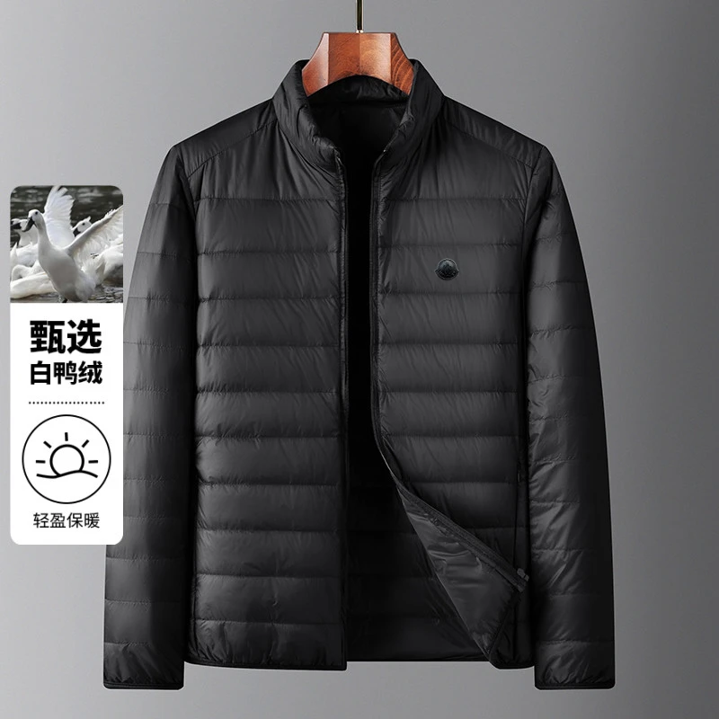 【撤柜货】冬新款超轻薄黑标羽绒服男士短款立领休闲保暖白鸭绒外套