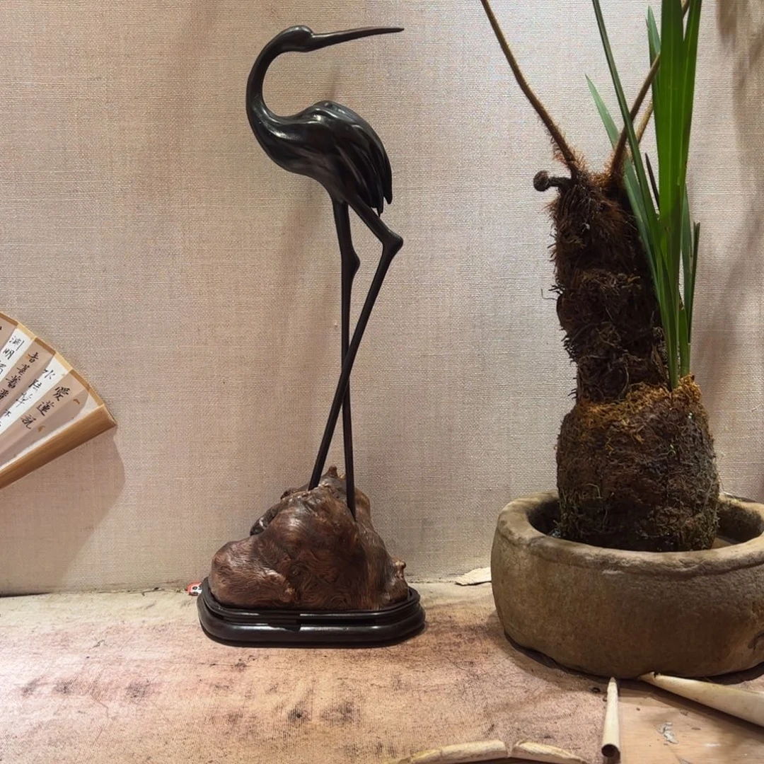 V***姐柏木根雕仙鹤香炉仙鹤