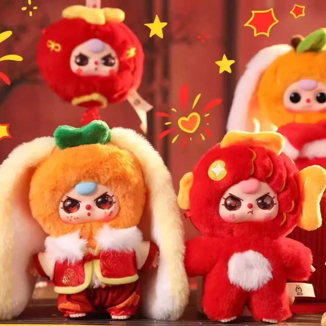 （代拆） 正版娃三岁babythree过大年搪胶毛绒M盒创意DIY礼物桌摆件