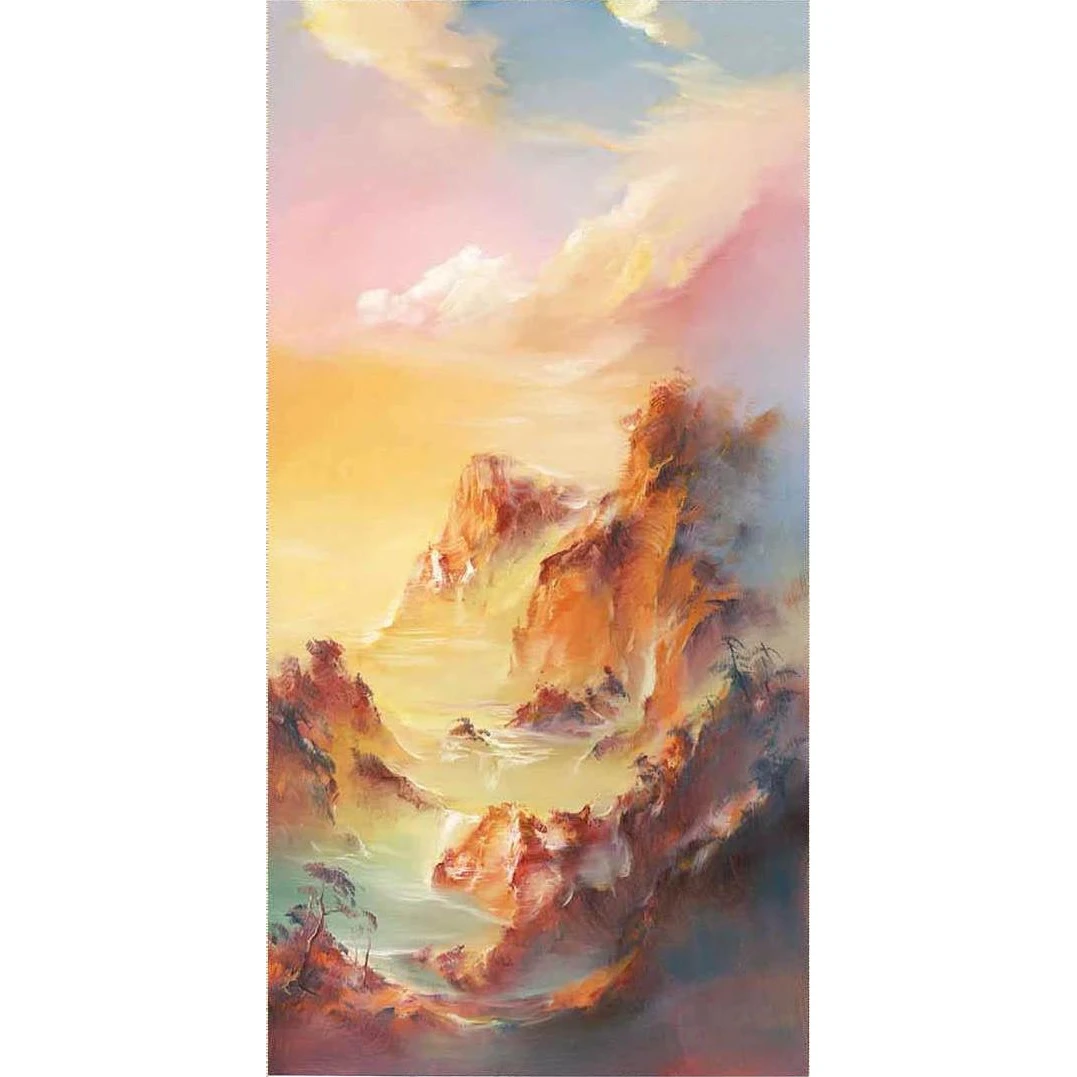【日照金山】寓意:成功的希望 装饰画 油画客厅玄关办公室茶室