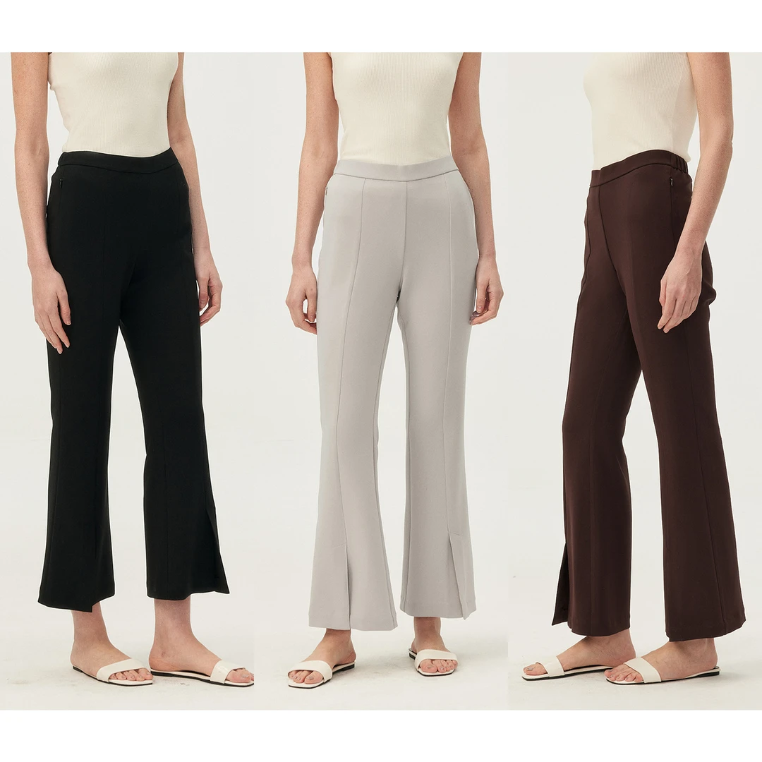 MARIUSMARIUS轻奢三醋酸显瘦微喇开衩通勤裤修身开衩西装休闲裤