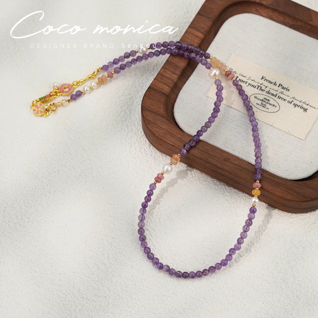 【小霞珠宝】紫水晶珍珠项链 手工气质轻奢小众简约设计师 AC384