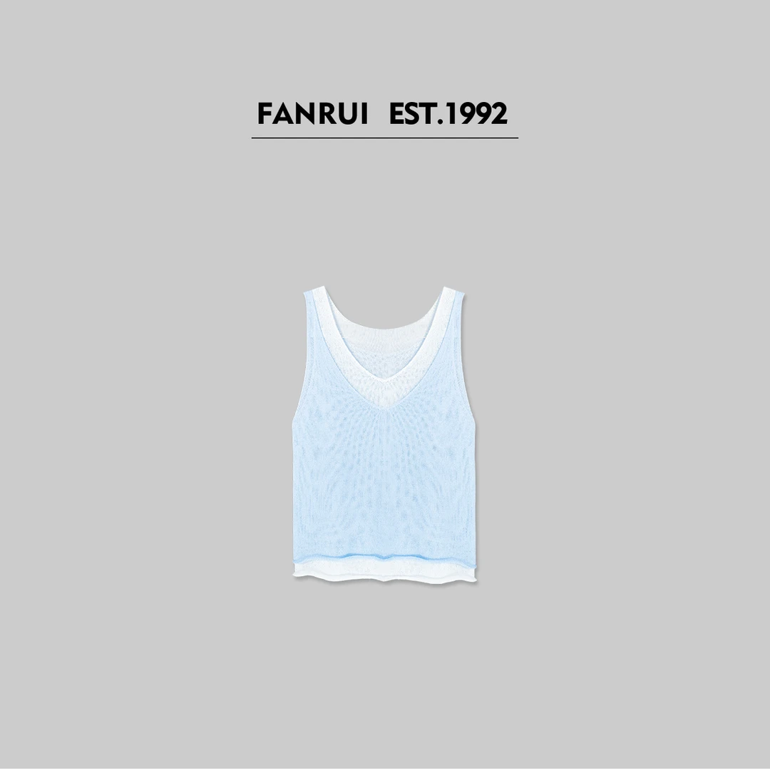 FANRUI/泛芮「菠萝慕斯」假两件拼接洋气百搭设计感背心LP15361