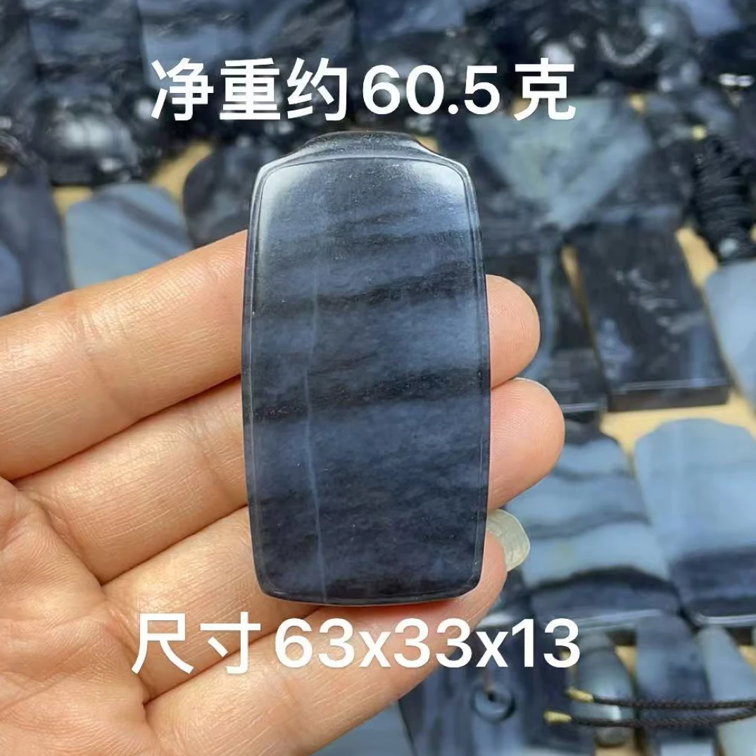 天然和田玉籽 料青花平安无事牌时尚大方转运玉佩吊坠挂件