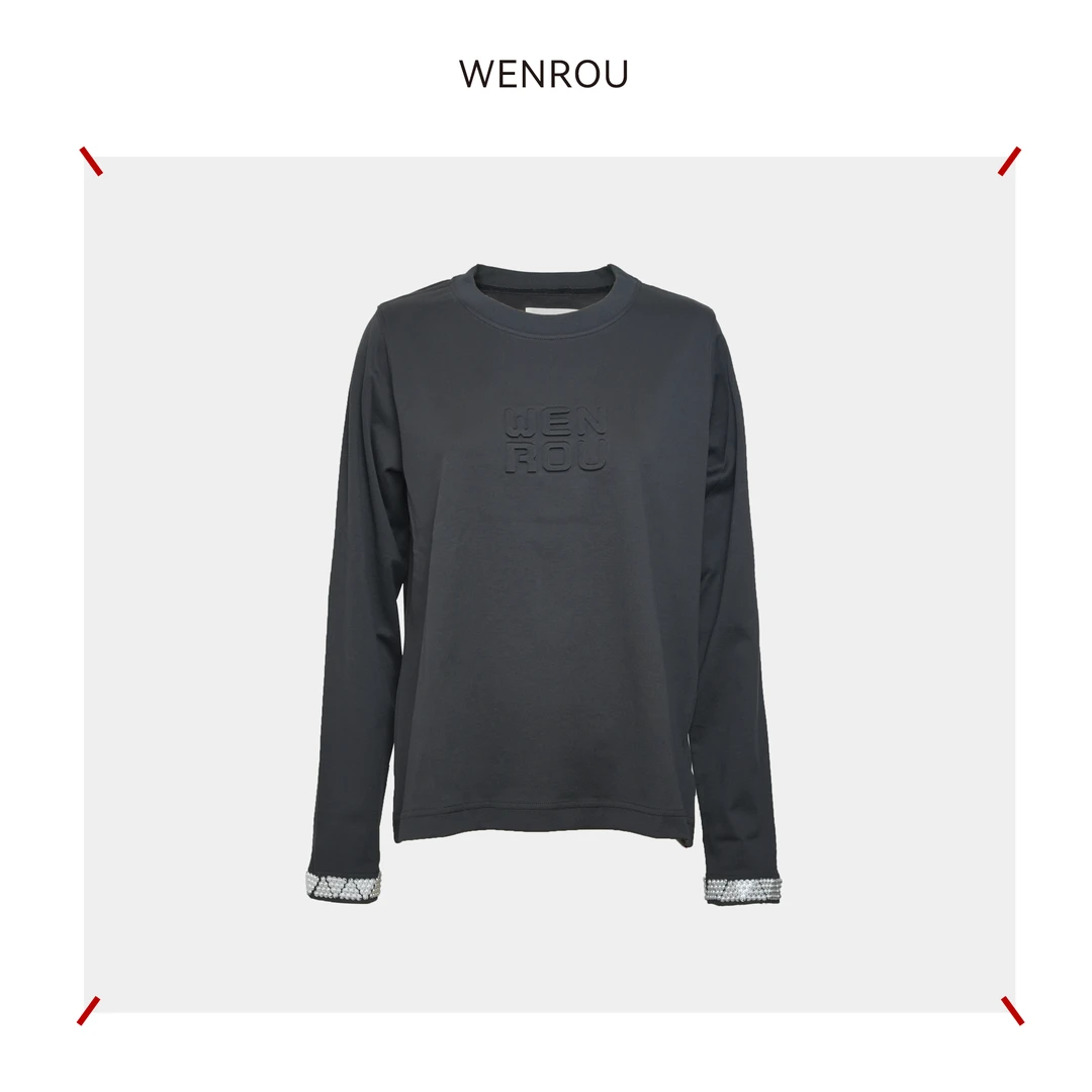 温柔自知 圆领纯色 袖口装饰 超级匹马棉T恤 T-16