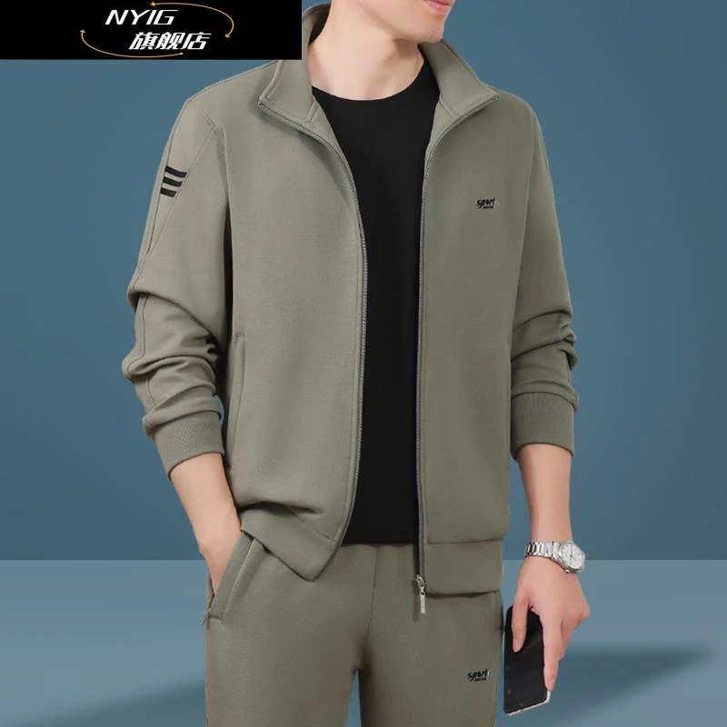 NYIG年运动套装男春秋季新款爸爸装中年男士高端休闲运动服三件套