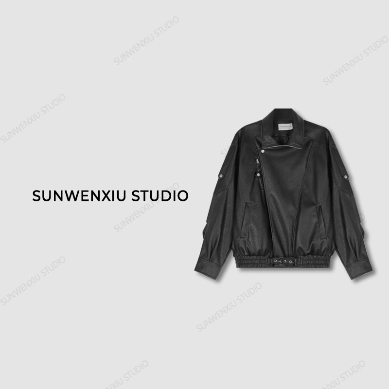 swx studio3店 “机车皮衣”帅气中性腔调感简约宽松经典皮衣