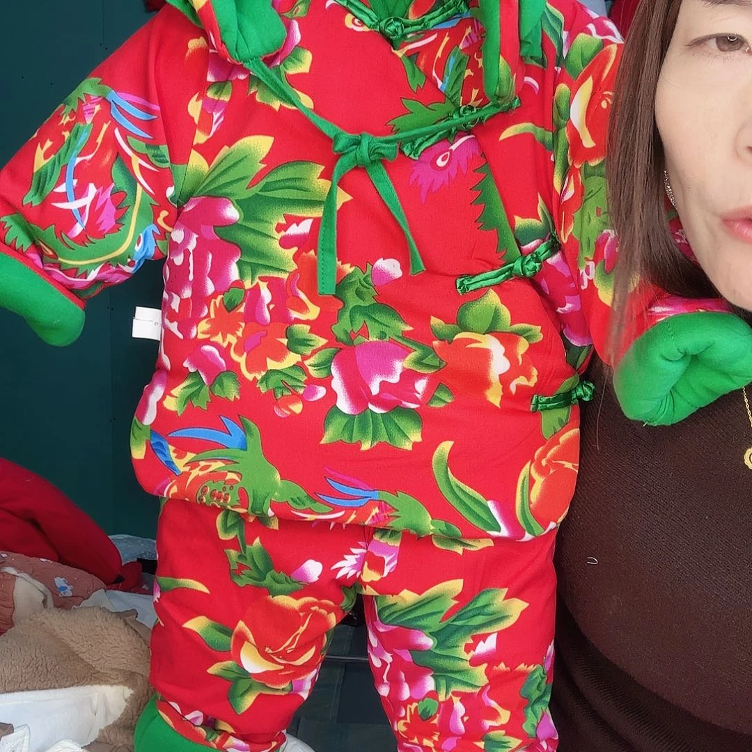 心***家东北大花套装90码