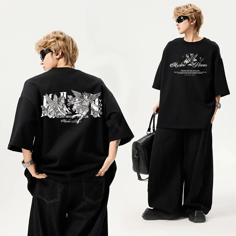 MEDM HEOAR天使系列重磅夏季短袖美式t恤男女宽松纯棉体恤衫上衣