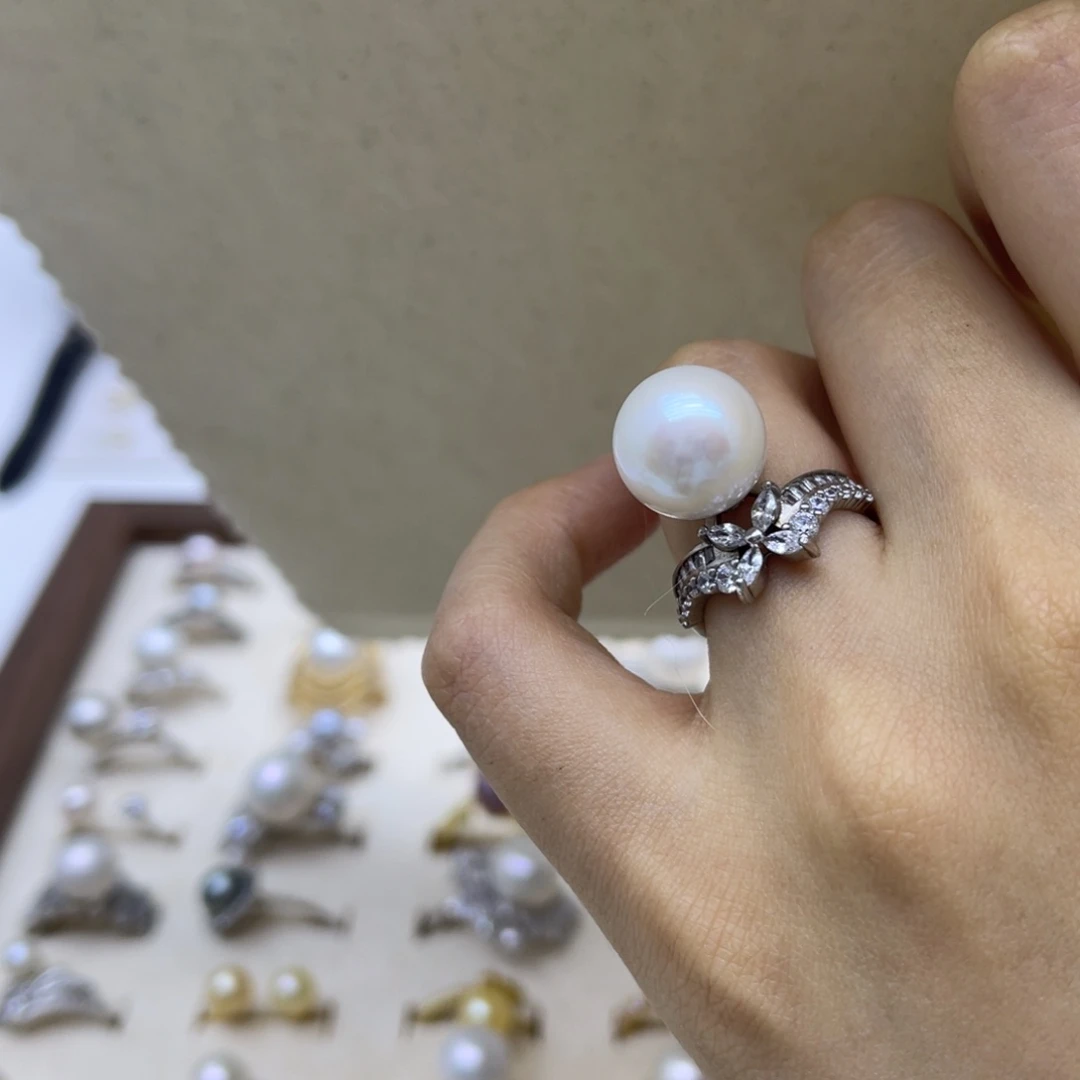 银S925镶嵌戒指淡水珍珠