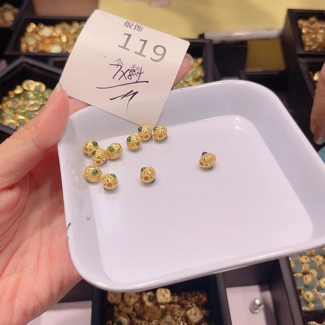 银S925镀金镶嵌珠宝半成品水晶119 。