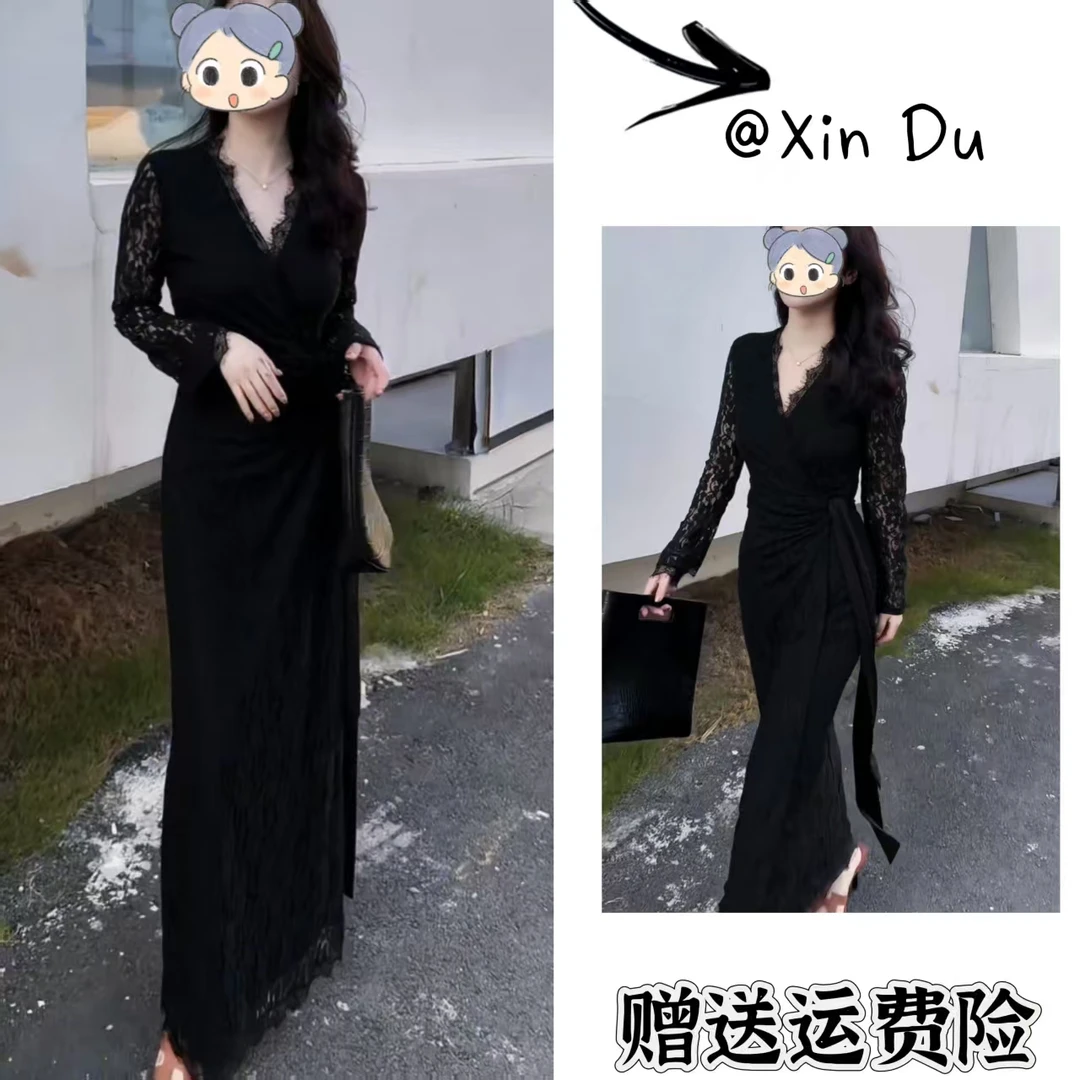 2025秋季新款时尚显瘦气质女士网红洋气连衣裙百搭款D22129