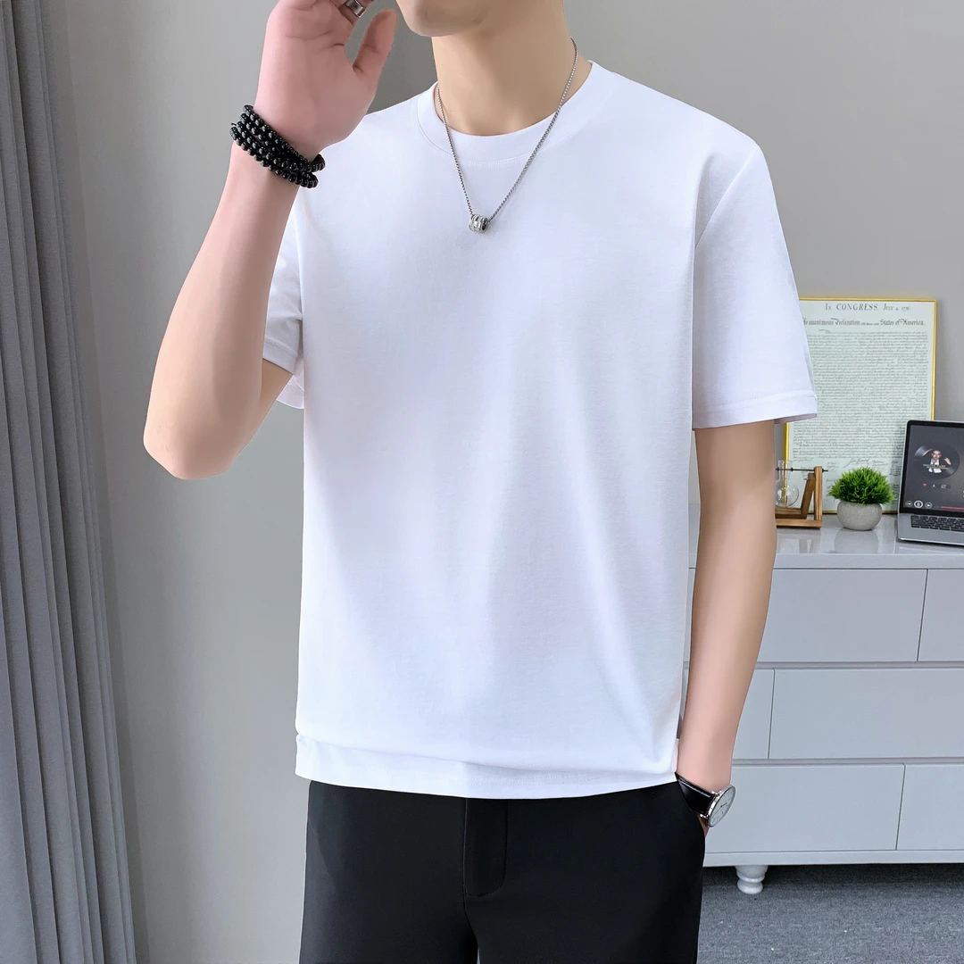 【索罗娜冰感】男士短袖T袖纯色透气7A级高品质男款打底衫圆领上衣