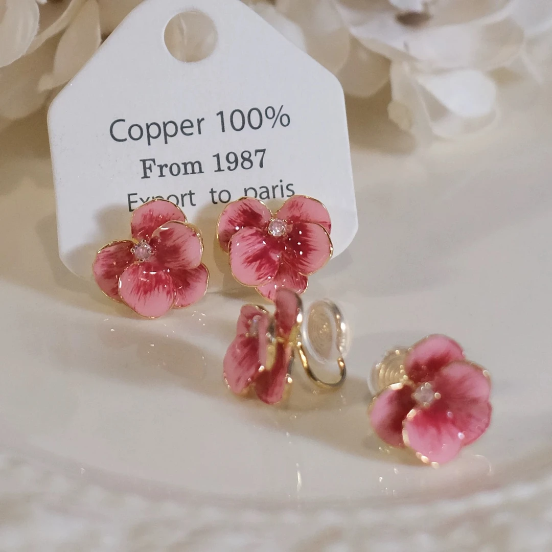 铜合金耳饰 【浪漫花海】耳环2025新款爆款耳钉耳夹时尚气质耳环女