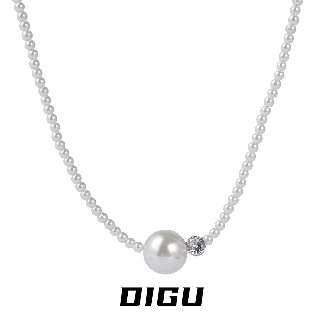 嘀咕家 铜合金仿珍珠项链 气质项链轻奢锁骨链串珠颈链