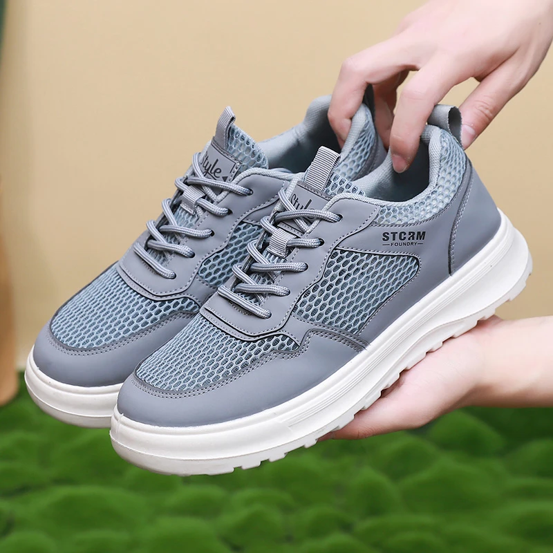 男士布鞋鞋子网面鞋软底镂空青少年透气纯色夏季休闲板鞋系带