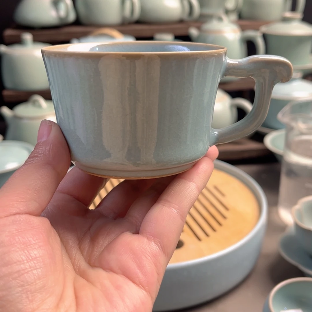 摆件陶瓷天青釉咖啡杯原矿