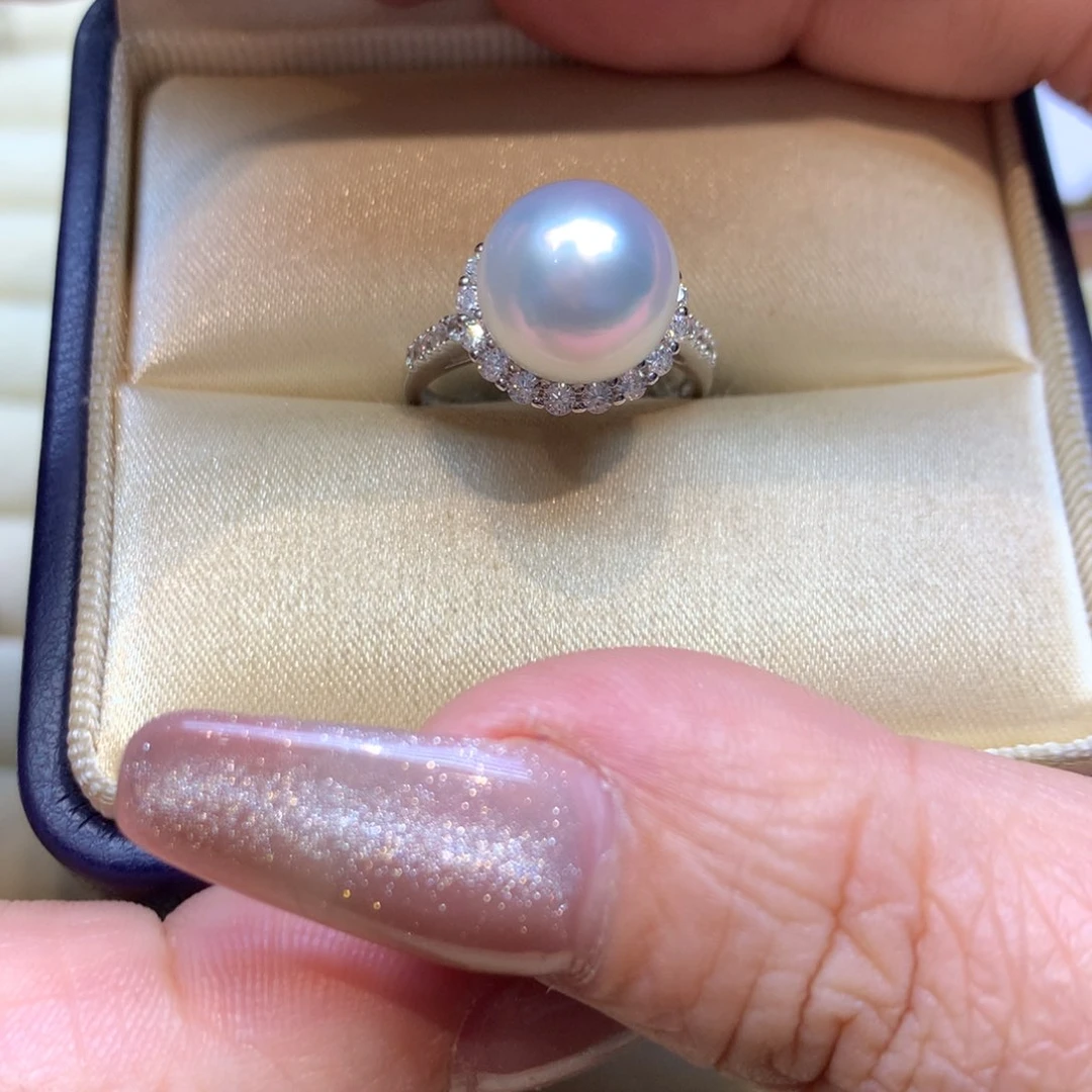银S925镶嵌戒指海水珍珠