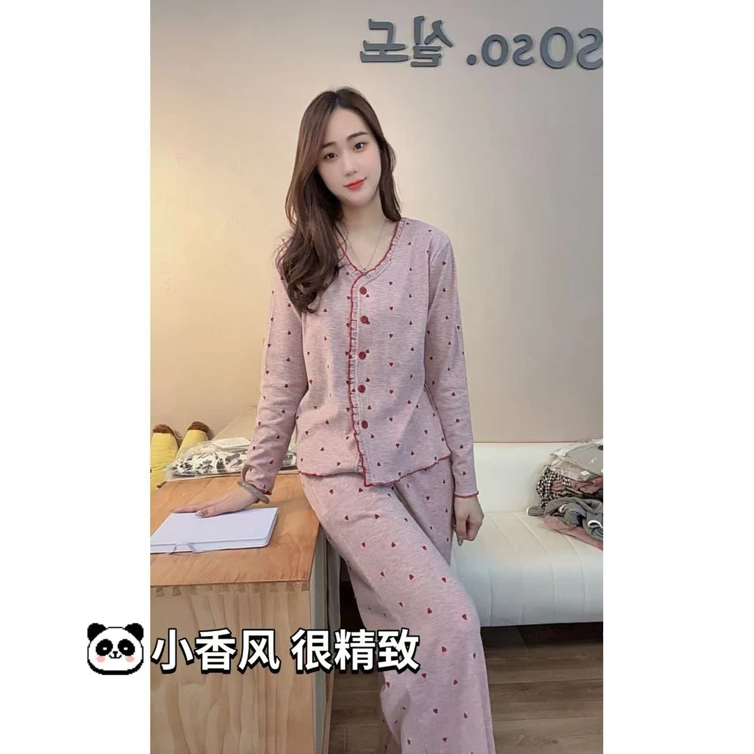 睡衣女冬季新款羊绒长袖长裤韩版可外穿家居服套装(树莓粉爱心)