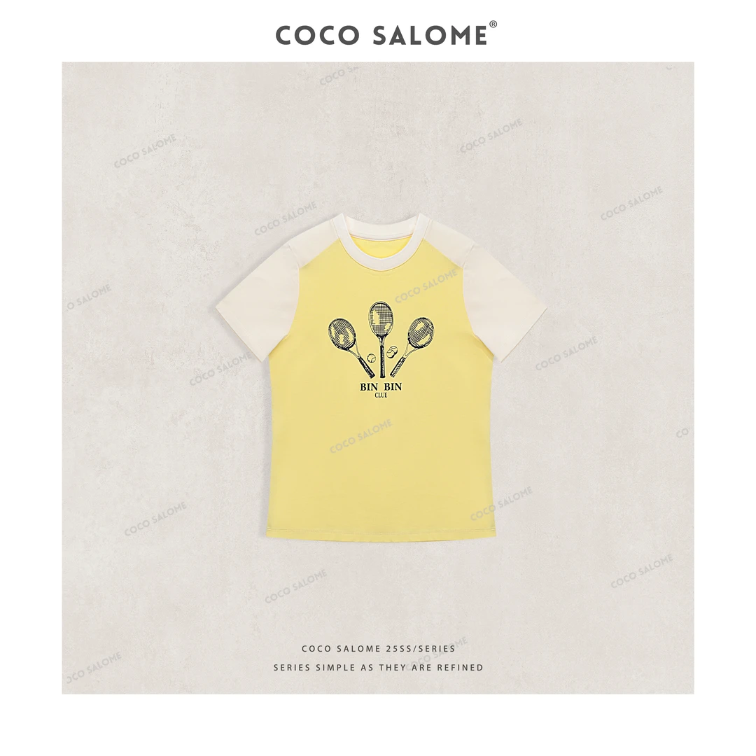 韩彬彬CS"网球少女"2025早春100%棉谬系休闲短袖857J-(10)