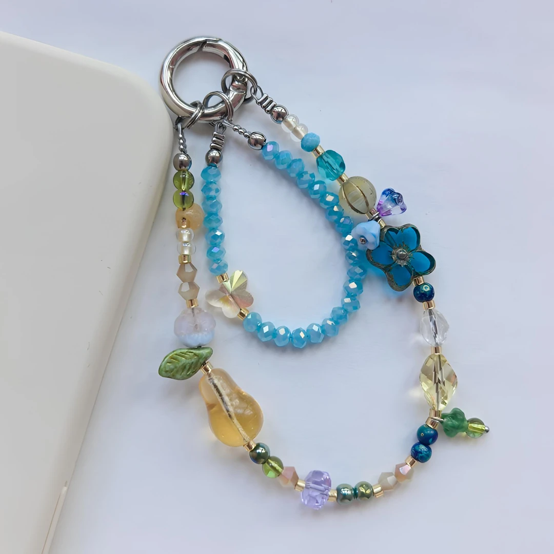 【J006】捷克琉璃百搭简约手机链diy装饰配件实用钥匙扣手机挂绳