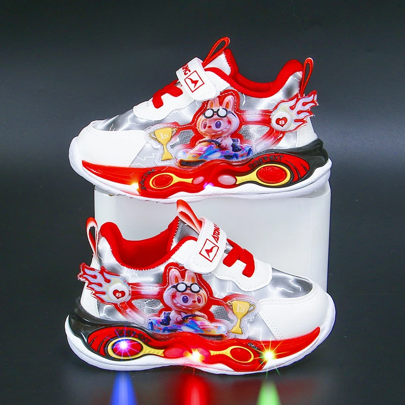 秋款皮面休闲运动鞋男童1-8岁洋气带灯儿童鞋小男孩鞋子跑步秋季