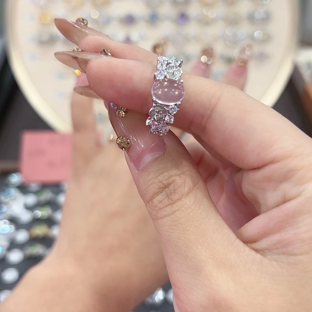 蛇纹石玉戒指银S925镶嵌S***y