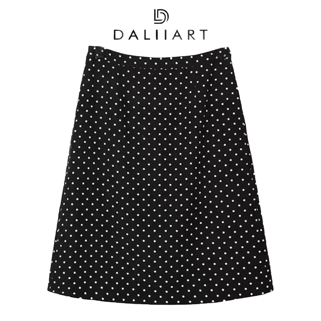 DALIART 波点探戈 亚麻莱赛尔印花春夏小A型波点半裙DLQZ0606
