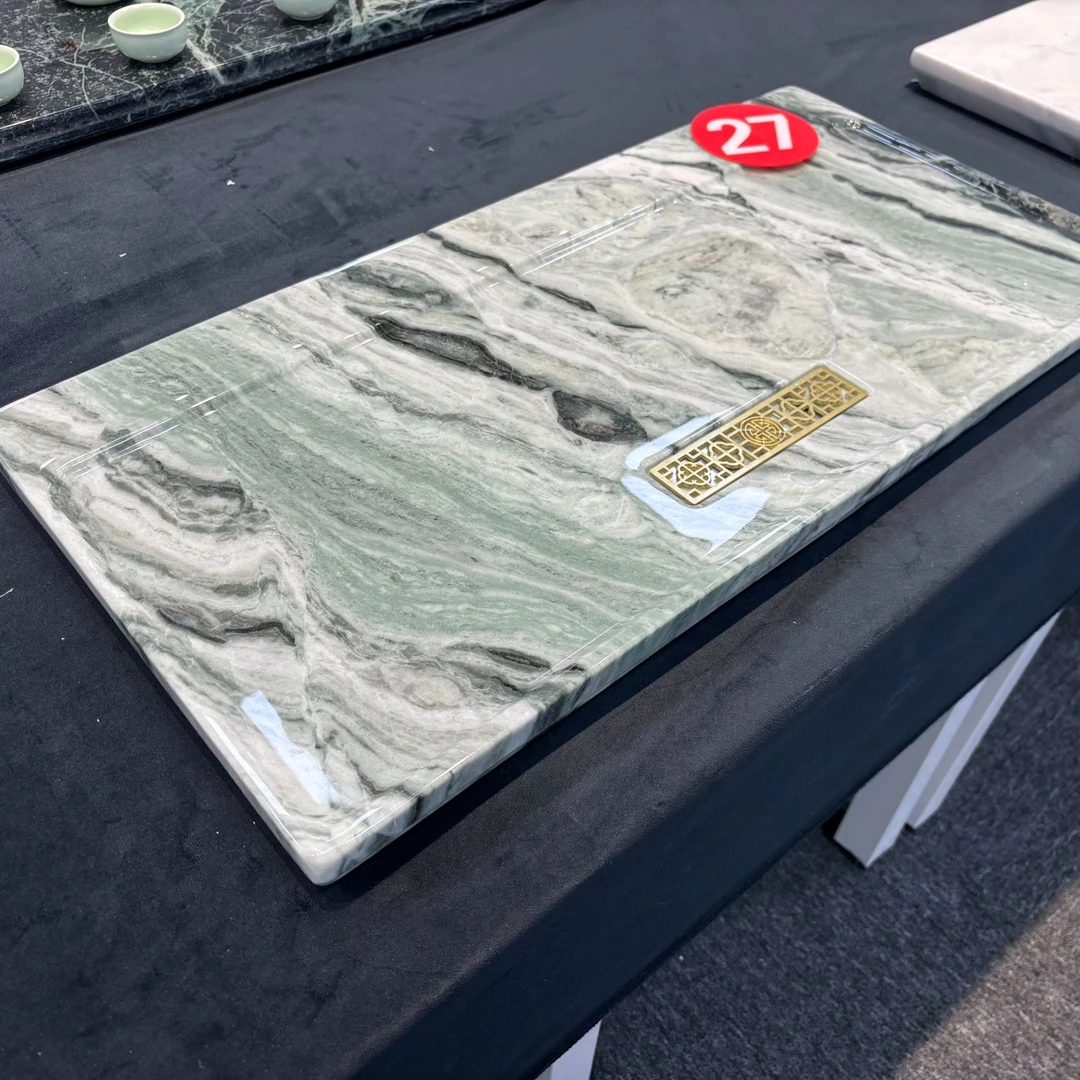 【美斯特专属】云中翡翠奢石茶盘天然进口奢石茶盘湿泡功夫茶盘