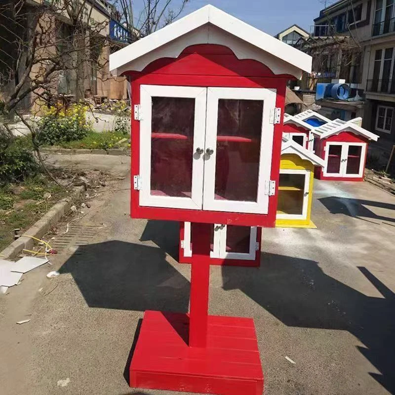 防腐木书柜民宿信箱共享书柜多功能组装幼儿园户外书屋爱心置物柜