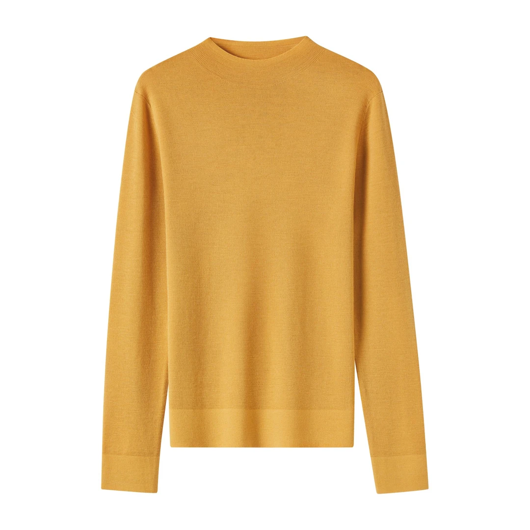 【欧诗莲+紧密纺可机洗】澳毛100％女士长袖针织百搭打底6029~6028