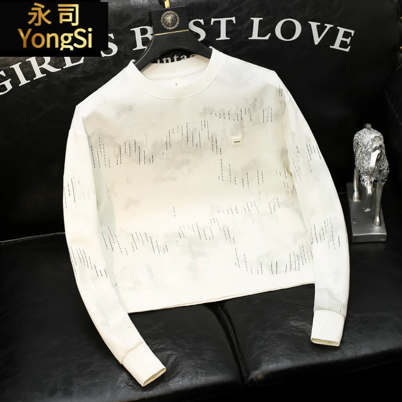 2025纯色新款设计感脏脏百搭休闲男装时尚潮流上衣百搭长袖T恤潮t