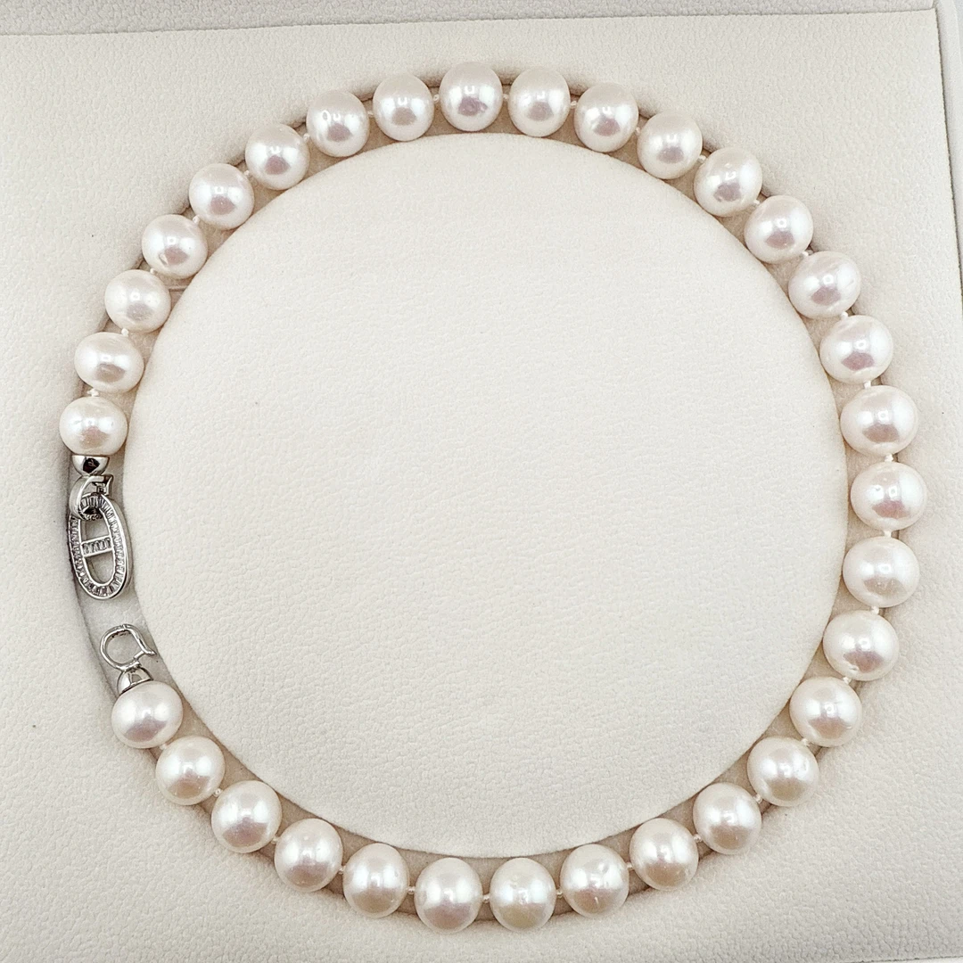 12-14mm【正圆极光无核】极微瑕猪鼻子无核 天然淡水珍珠 项链 时尚