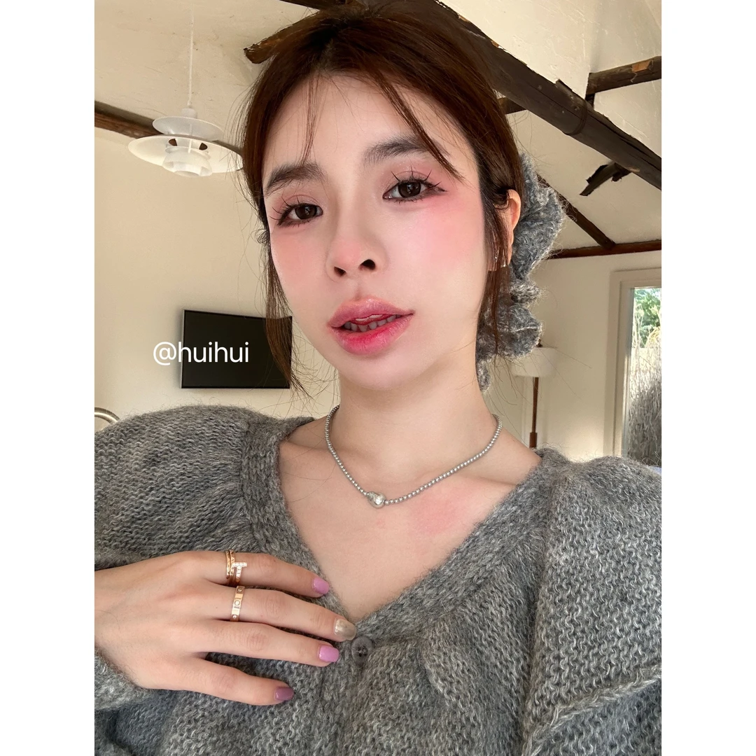 合金项链 【HuiHui】爱心项链女轻奢小众新款配饰高级锁骨链（A1451）