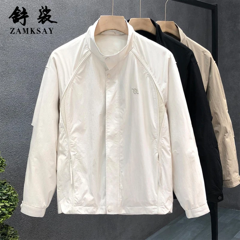 简约米白色休闲夹克外套男潮牌秋装薄款上衣2025秋季新款男士衣服