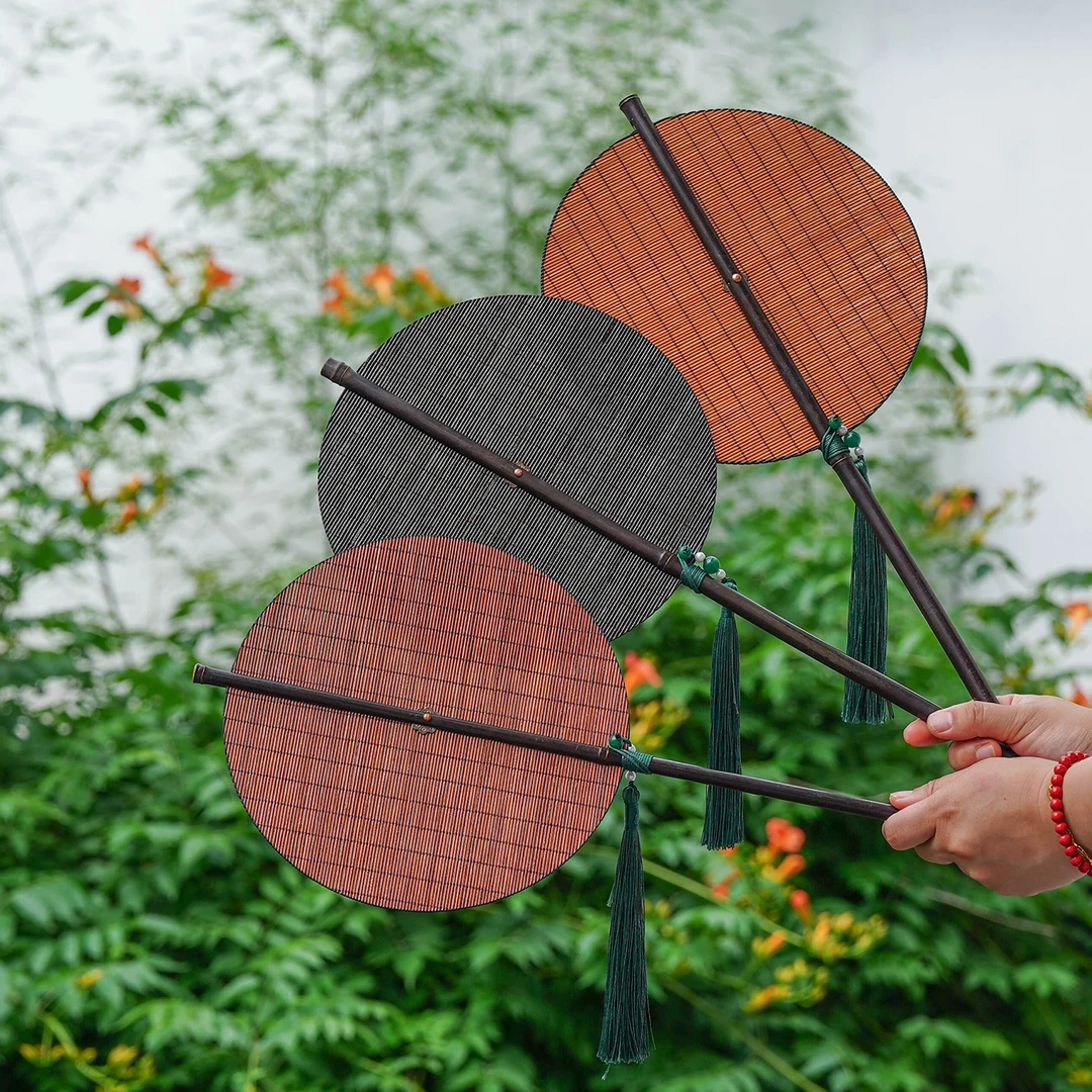 古风竹丝流苏挂腰扇便携中式国风团扇夏天随时小折扇蒲扇