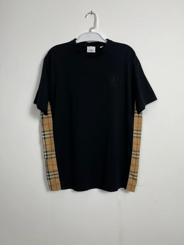 99新 BURBERRY/博柏利 字母刺绣拼接黑色短袖/M码