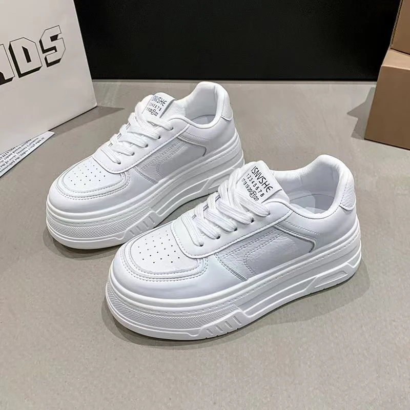 百搭注压板鞋休闲板鞋圆头增高学生鞋子时尚厚底运动