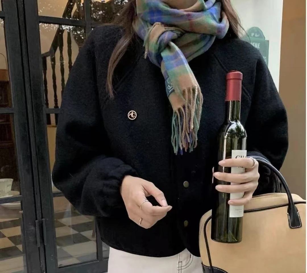 韩国工厂订单羊毛质感短款ins夹棉外套韩版秋冬季