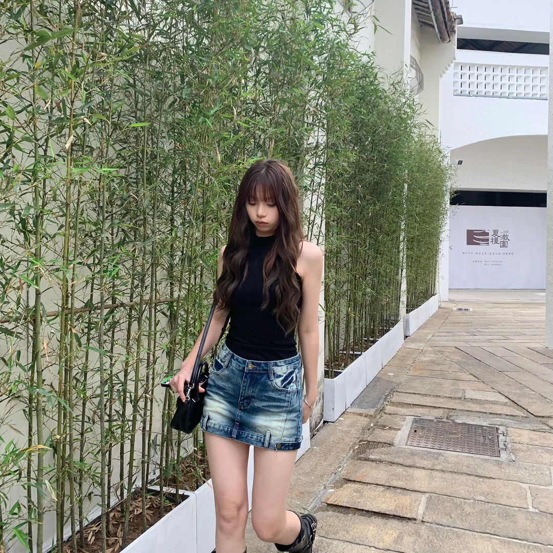 【夏日札记】显瘦牛仔短款百搭时尚夏季修身韩版设计感短裙