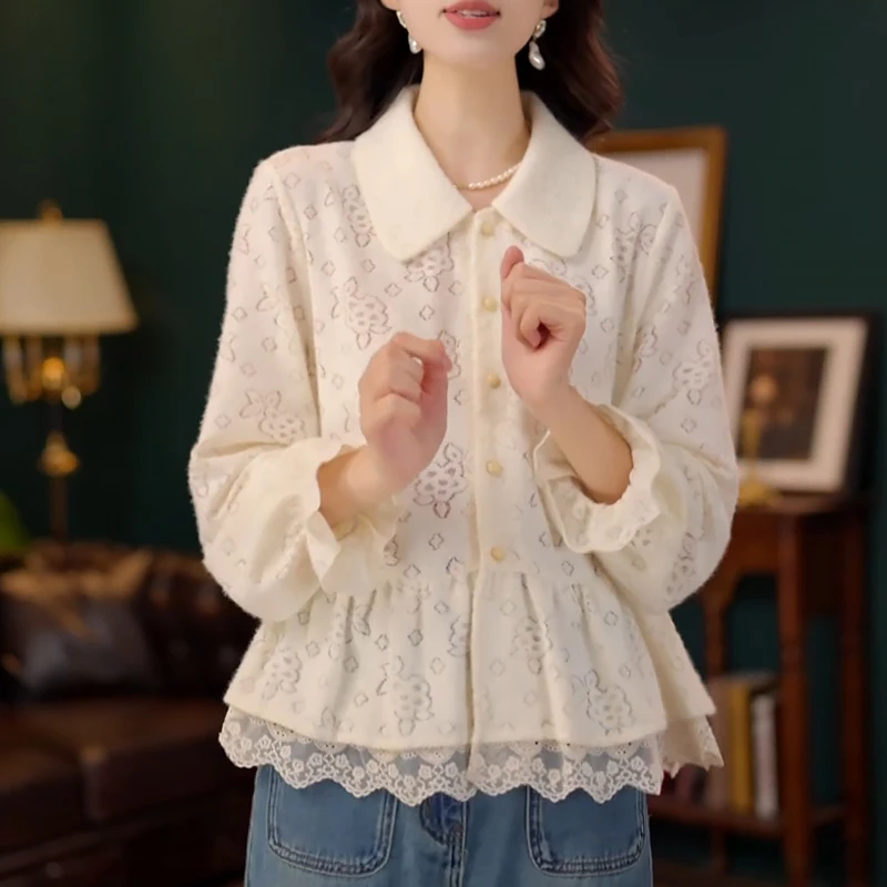 【奶油芝士】欧若风长袖衬衫女时尚休闲宽松上衣2025春秋季新款小衫