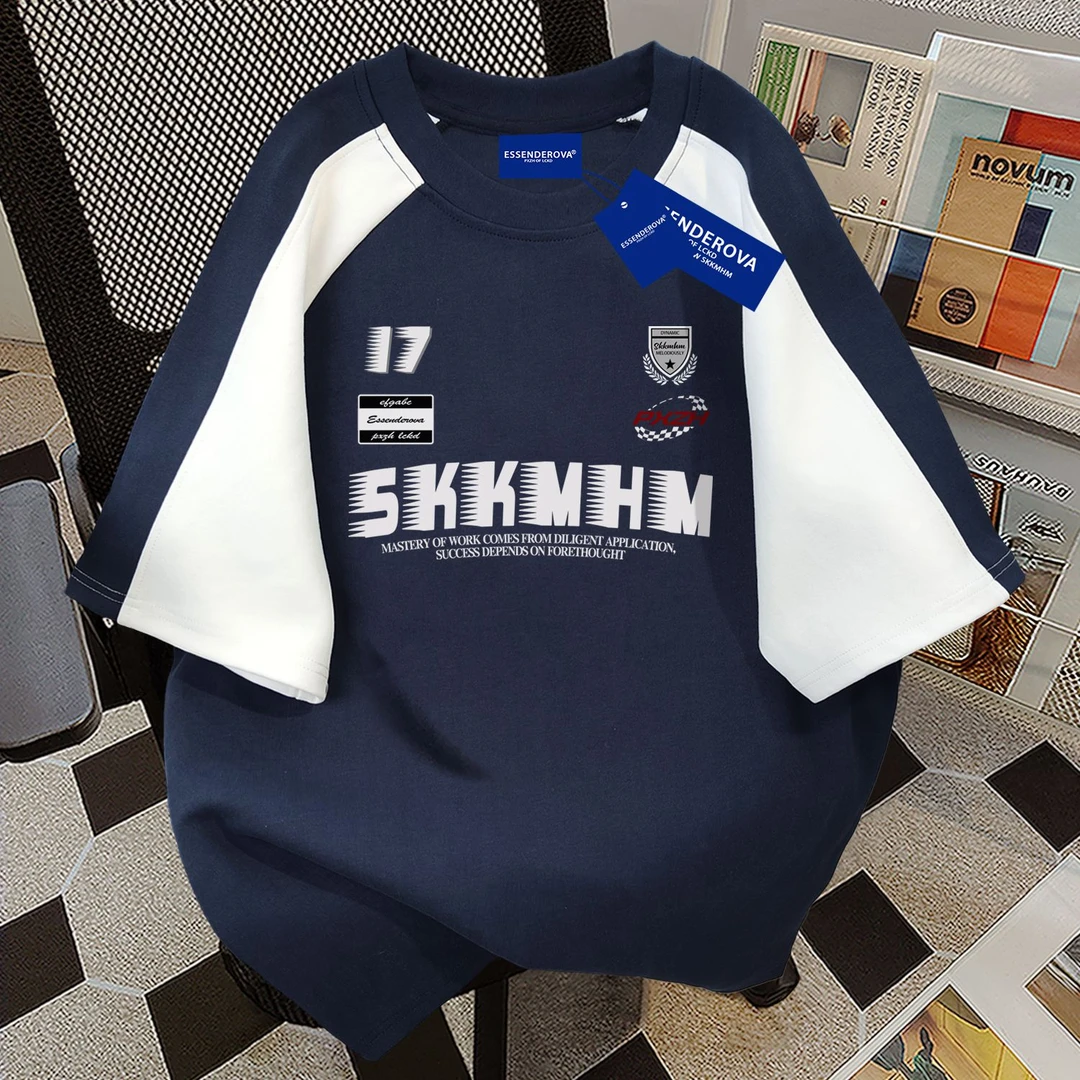 100%纯棉欧美小众字母短袖t恤情侣2026夏季新款宽松学生休闲上衣