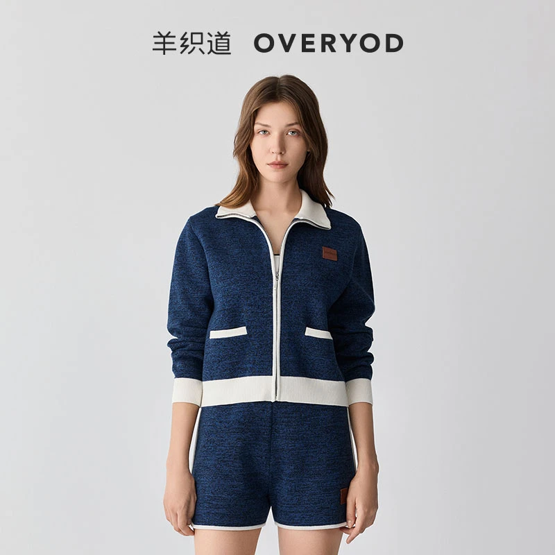 【美丽诺绵羊毛】羊织道峡湾 仿牛仔长袖针织开衫2024秋新款外套