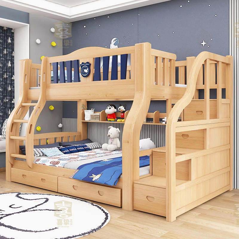 实木简约子母床双层床两层床上下床铺上下床高低儿童床成人学生床