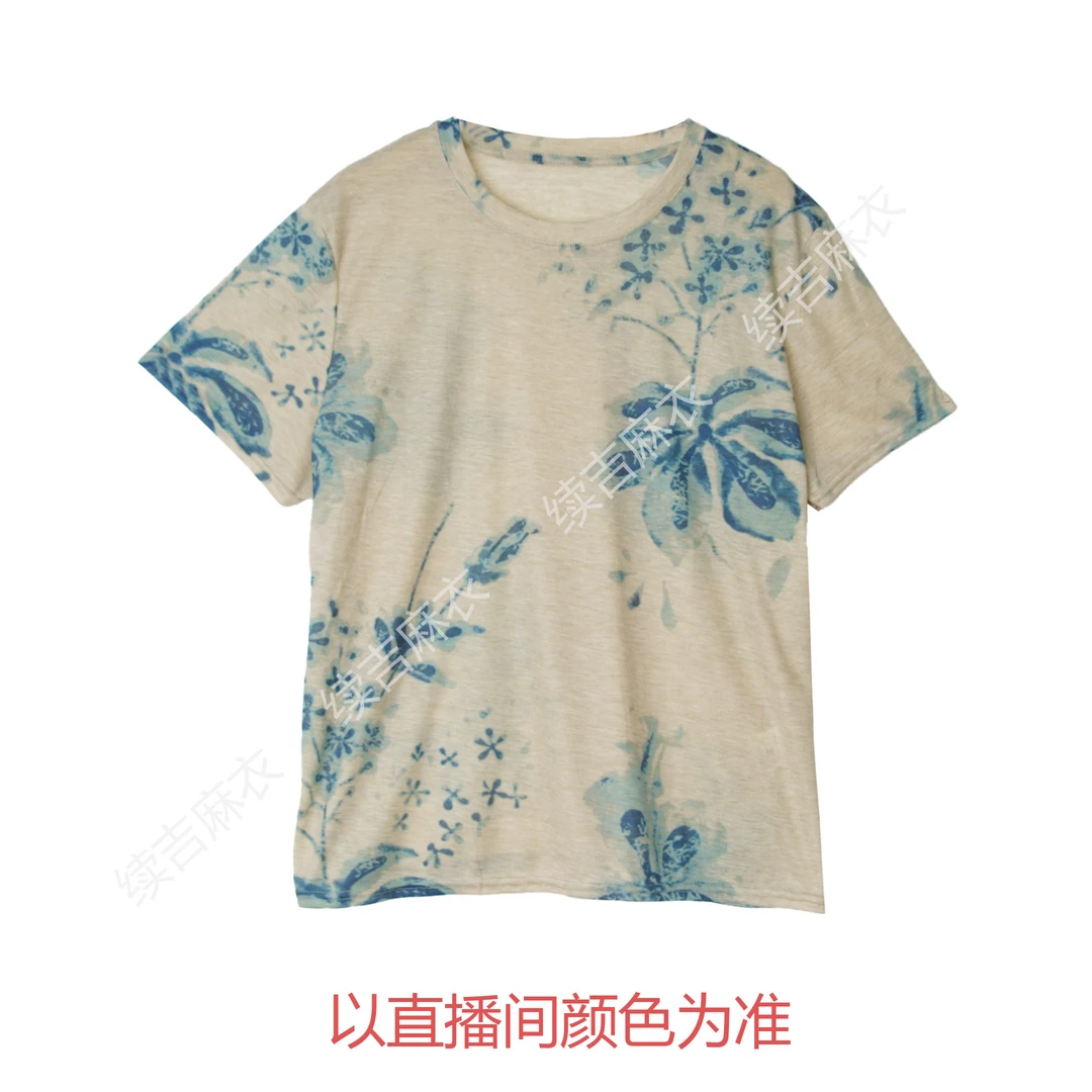 夏-续吉麻衣25-1165【清凉夏日】圆领休闲宽松印花百搭T恤