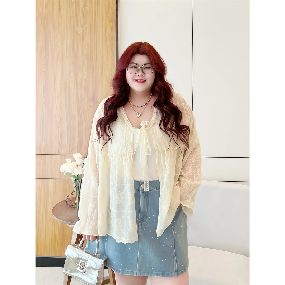 断码捡漏~星夜画廊 / 甜美系重工蕾丝拼接衬衫14707花契大码胖mm