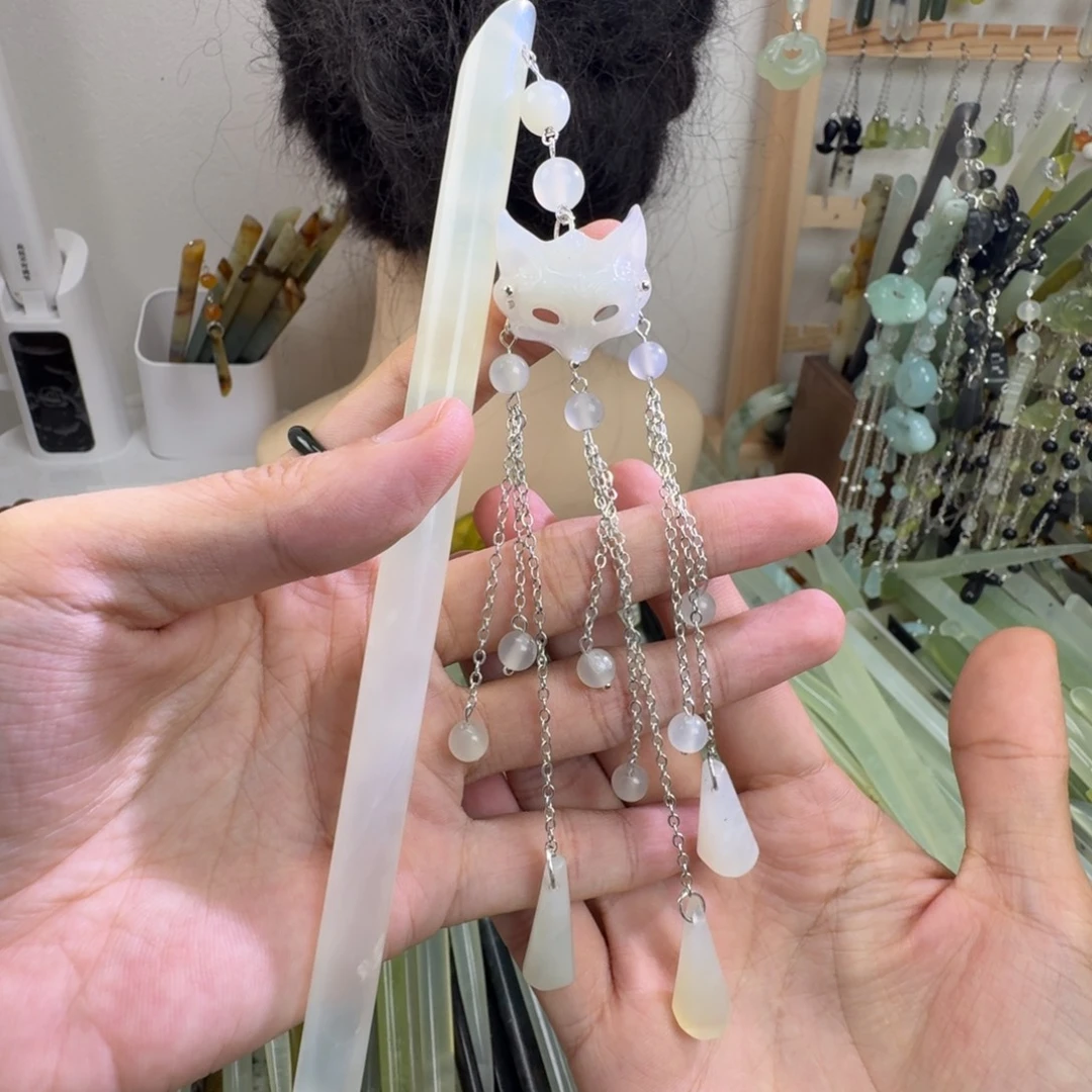 合金蛇纹石玉发饰