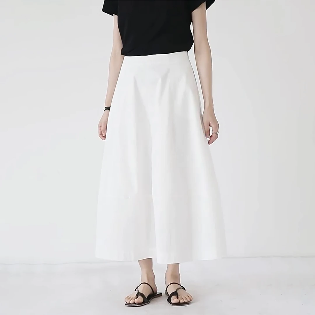 白色高腰显瘦大码半身裙女秋季款梨形身材遮胯垂感百搭中长花苞裙