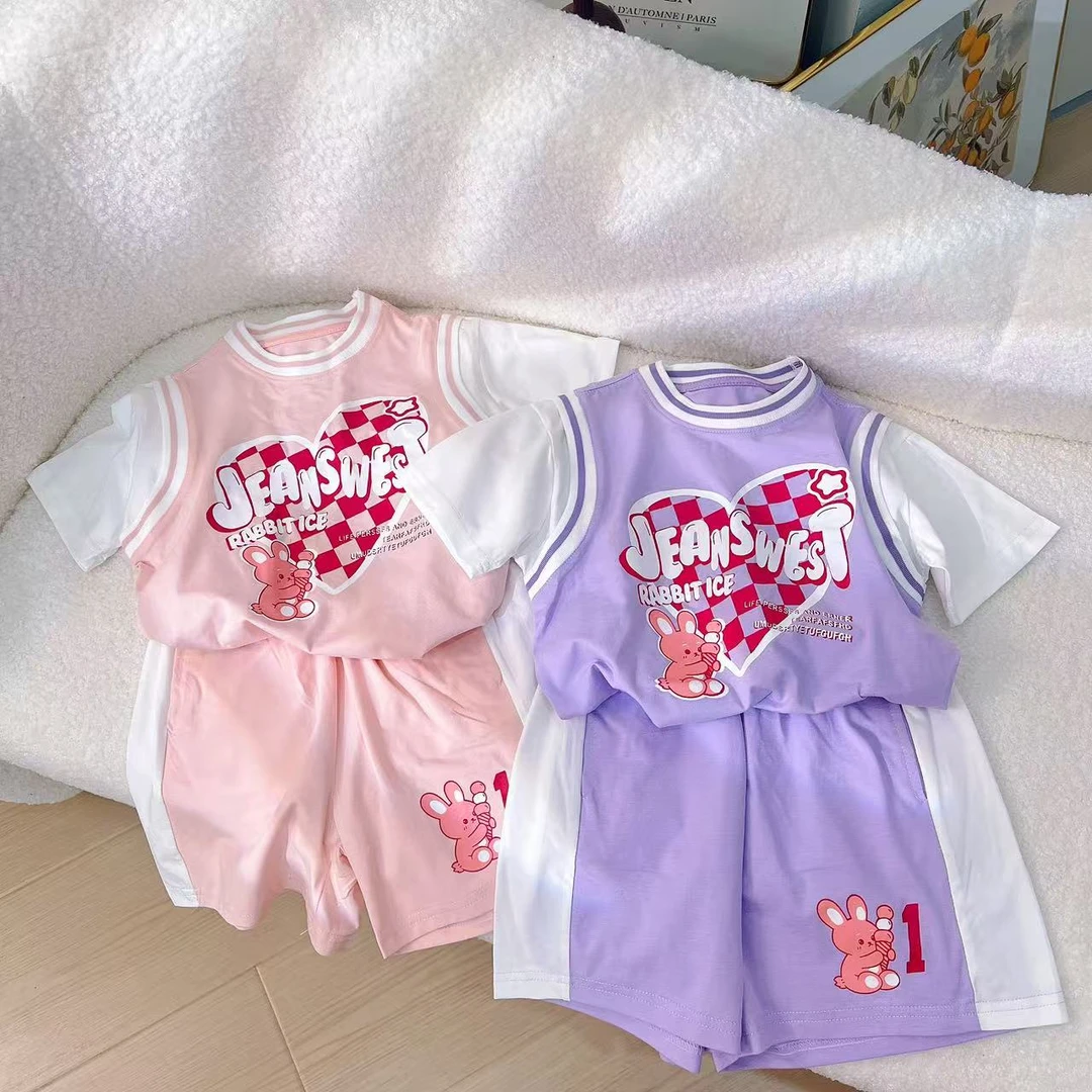 【自营｜线下款！运动服拼接设计 轻薄精梳棉】女童夏季套装 18202